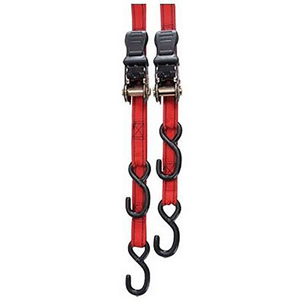 B1312620 6' x 1" Red Standard Duty PRO GRIP Ratchet Tie Down with Hooks