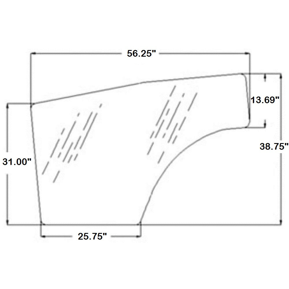 T1155-70672 RH Door Glass Fits Kubota Tractor L3240 L3430 L3540 L3940 L4240 +