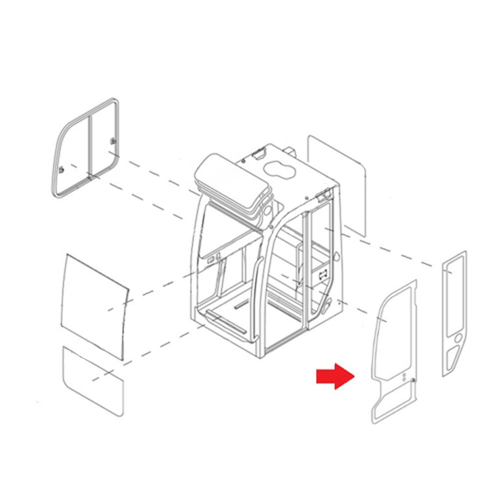 Cab Glass Left Hand Door fits Takeuchi TB175 TB145 TB125 TB135 TB070