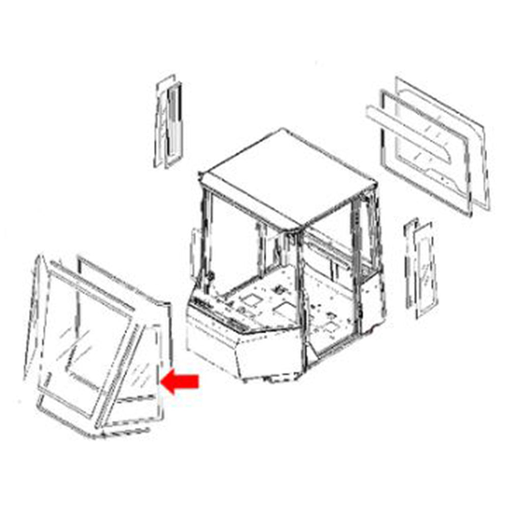 417-926-3520 Front Left Side Glass For Komatsu Loader WA150L-5 WA200-5L