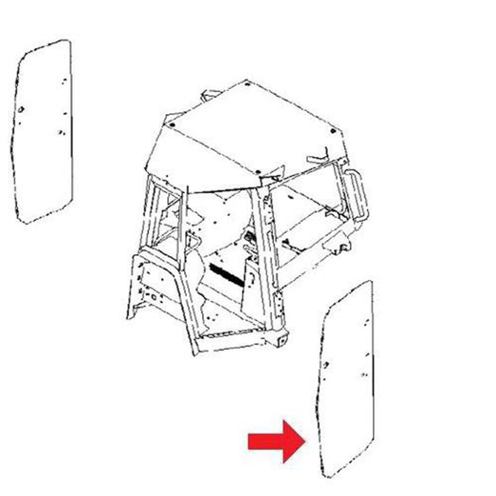 Cab Glass - Door LH Fits John Deere 450J 550J 650J 700J 750J 850J T205205