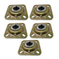 5 of Disc Harrow Bearing 1-1/8" Sq Bore 4 - 0.531" x 0.687" Bolt Holes & 5" OAL