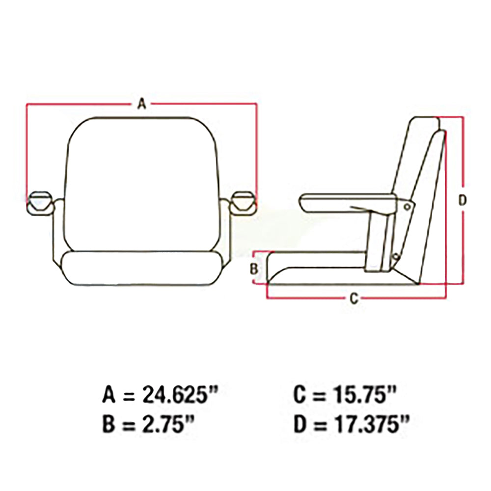 CS140-1V Seat With Flip Up Arms Fits Case IH A B H M 200 300 400 560 600 730 830