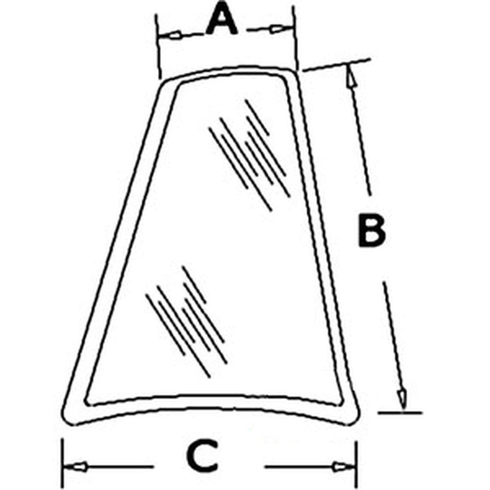 Cab Glass Rear Quarter - Right Hand Fits Case 580M 580L 580 Super L 580 Super M