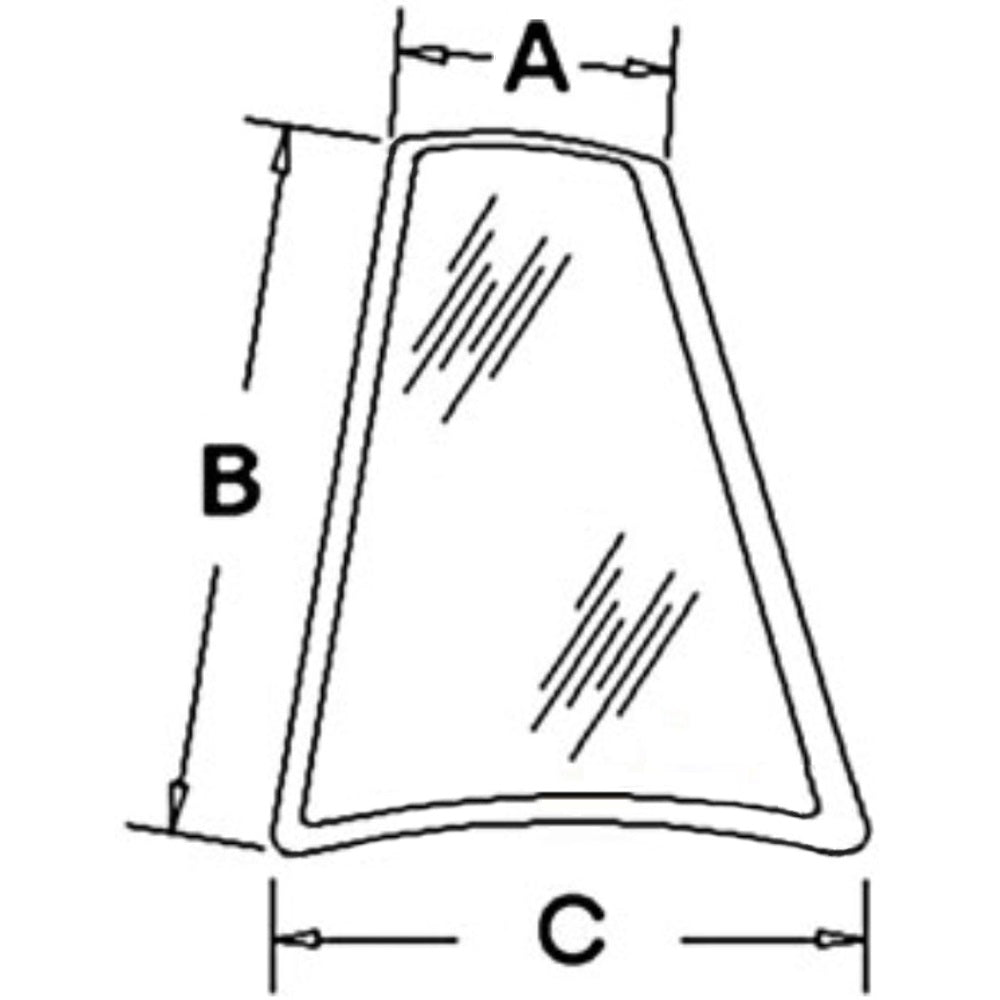 D126205 LH Rear Quarter Glass Fits Case IH 570LXT 580K 580L 580SL 590 590SL