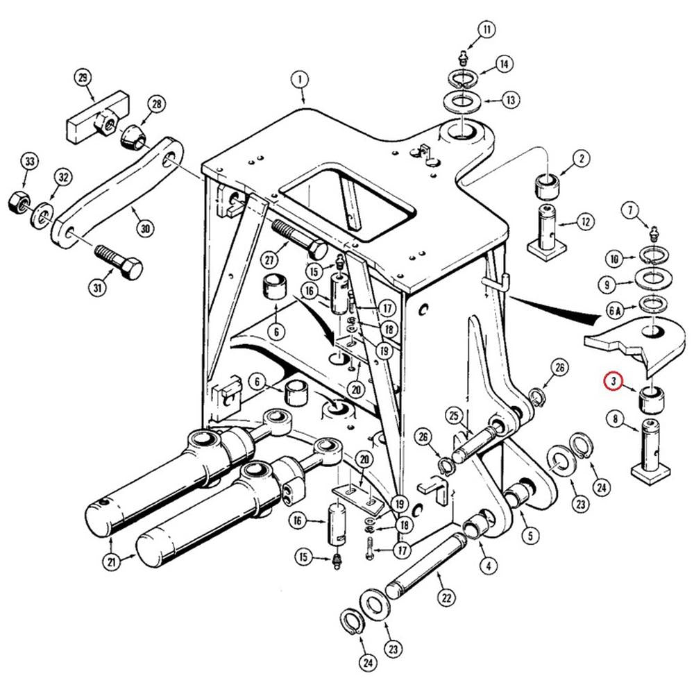 D44697 Frame To Swing Tower ( Bottom) Bushing Fits Case 480B 480C 480E 480D 480F