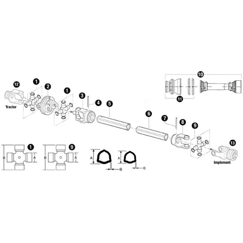 S.6100 PTO Tube Yoke (U/J Size: 27 x 74.5mm) 36 x 4.5mm, Ref: 12507