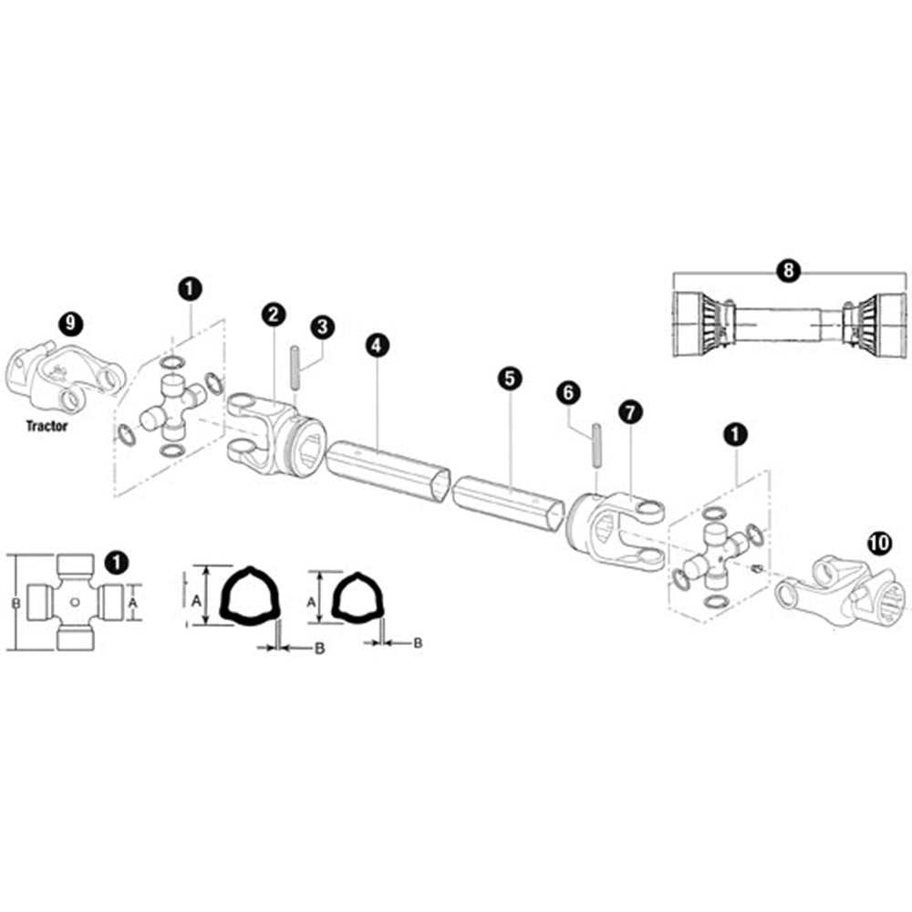 Weasler 59-1/16" x 36 MM Tri-lobe Inner Profile Tubing 4 Series 400-6436 Farmer