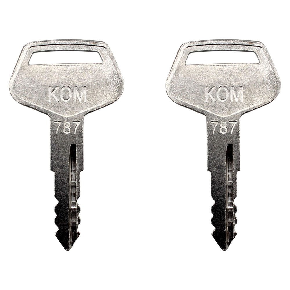 1 Pair 2 Ignition Keys 787 for Komatsu Excavator Dozer Backhoe Heavy Equipment