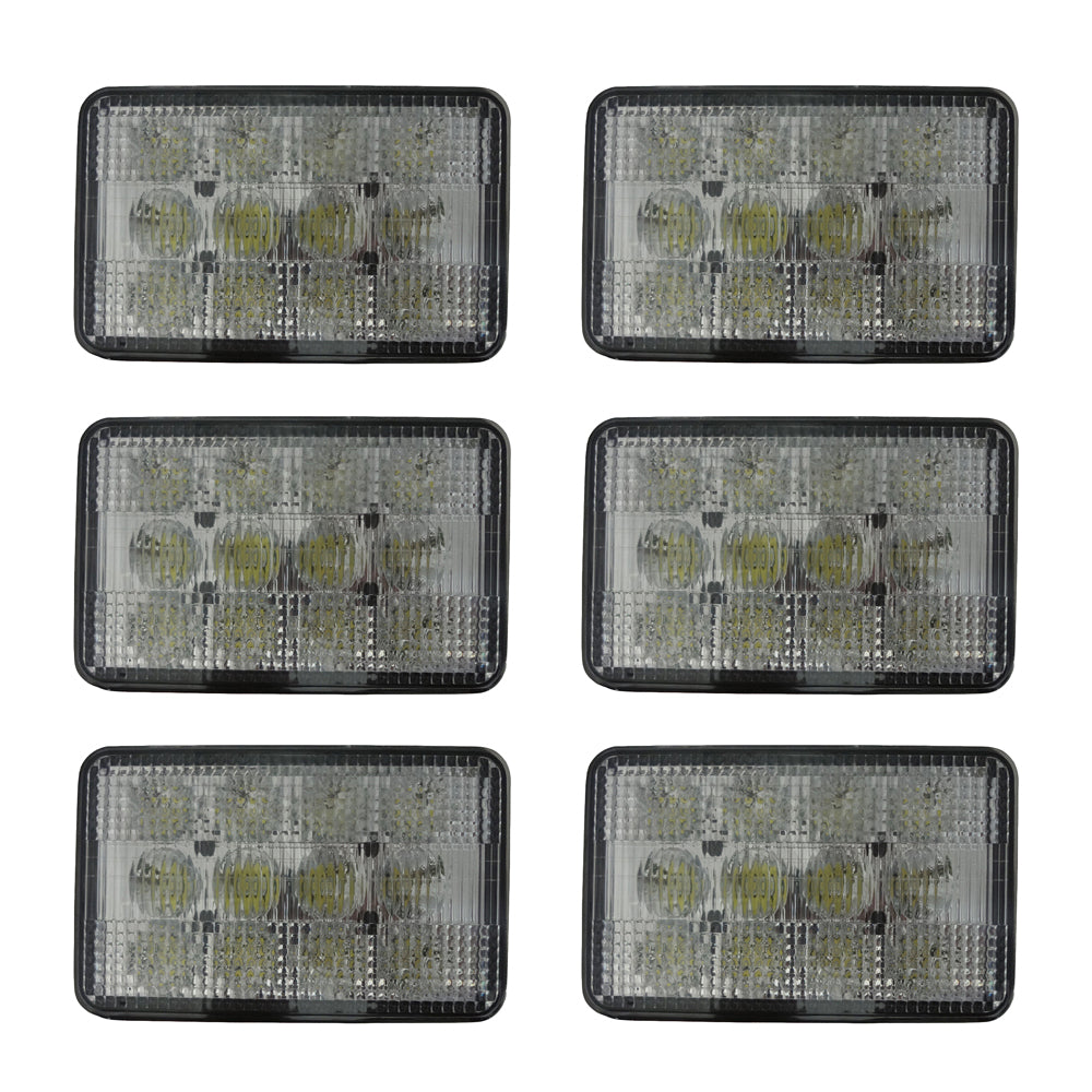 6 LED Work Light Kit Rectangular Flood Beam Fits Case IH 2366 2388 2188 353657A1