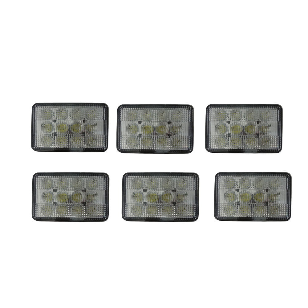6 LED Work Light Kit Rectangular Flood Beam Fits Case IH 2366 2388 2188 353657A1