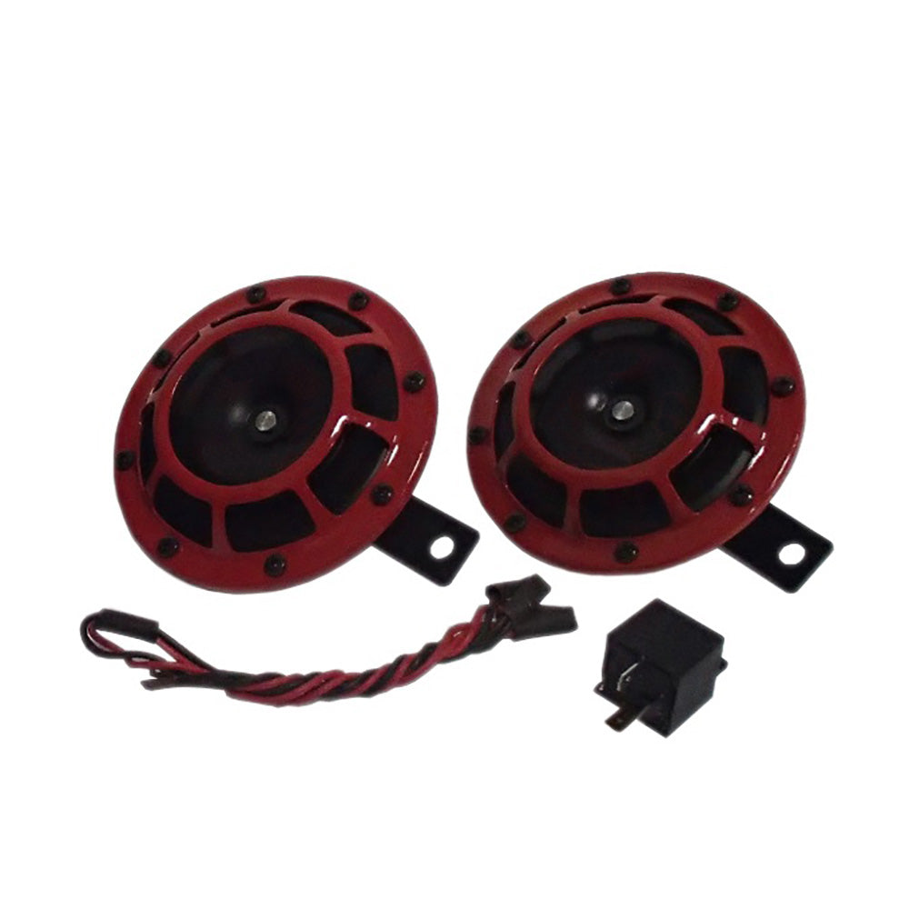 Red Super Tone Dual Car Horn 12V 118dB Loud and New