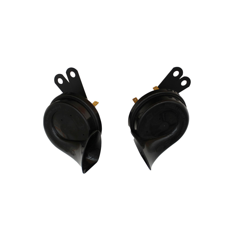 One New Set / Pair of Aftermarket HELLA Twin Tone Horns with Wiring Harness