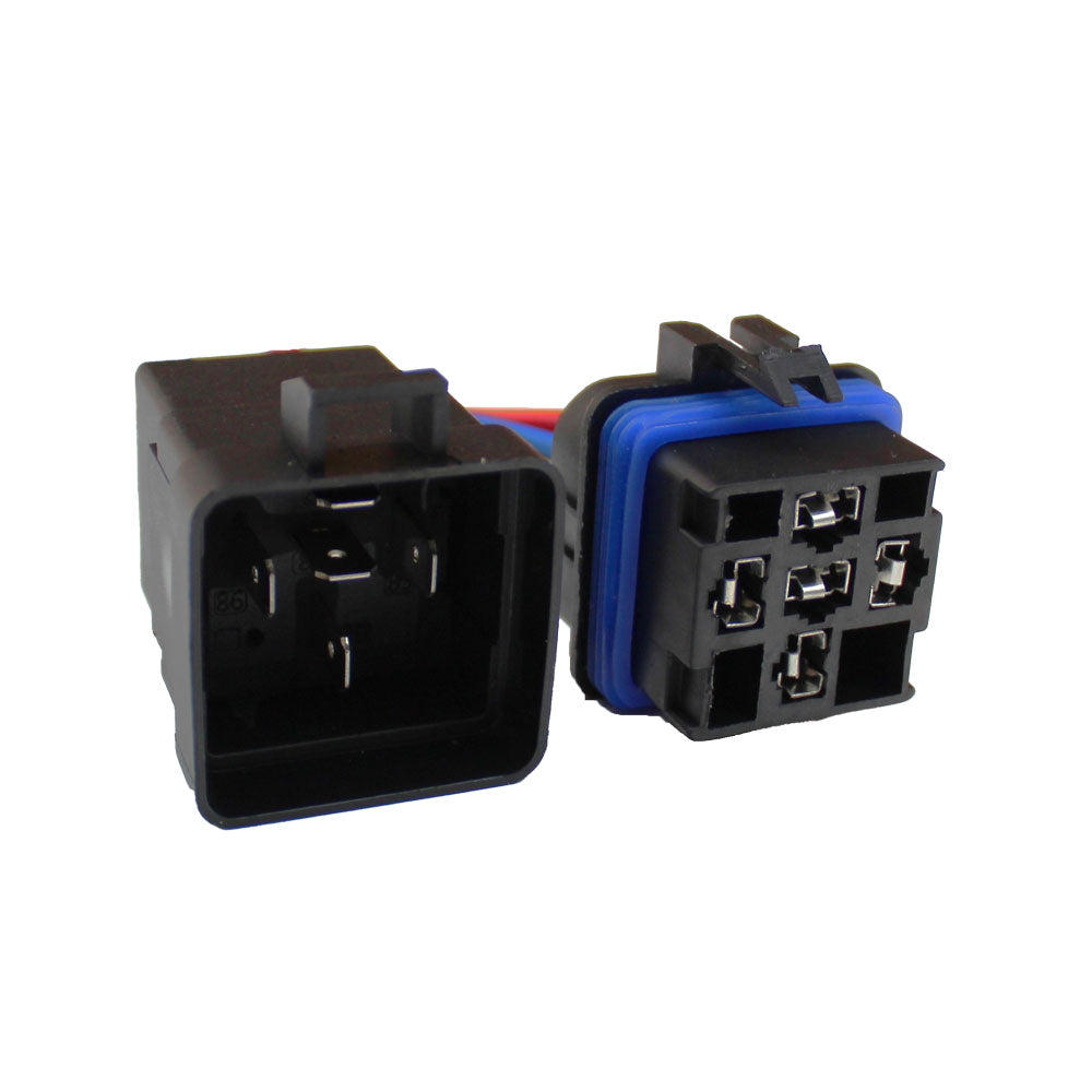 2 Pack - 5 Terminal Weatherproof Relay 12 Volt with Sealed Wiring Harness 30 Amp