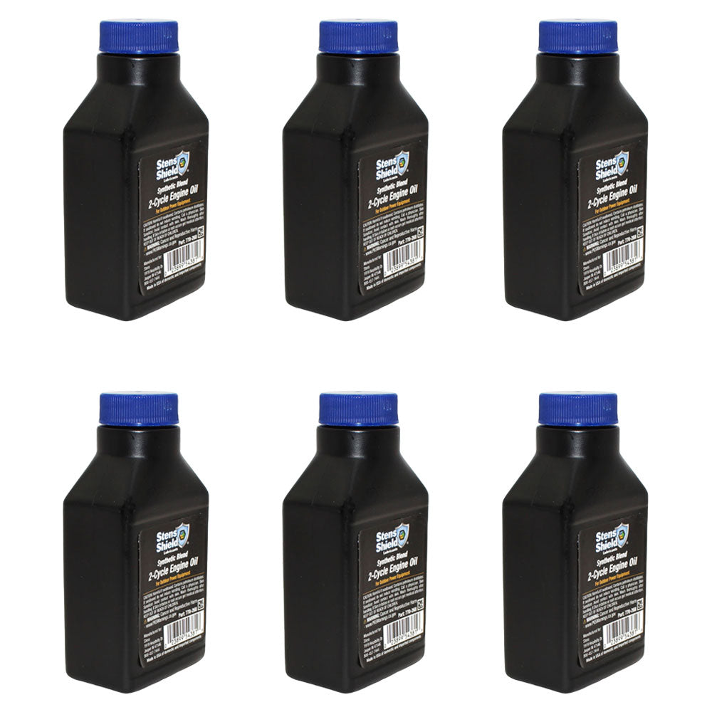 6 Fits Stens Synthetic Blend 2 Cycle Engine Oil 2.6oz Makes 50:1 Ratio Low Smoke