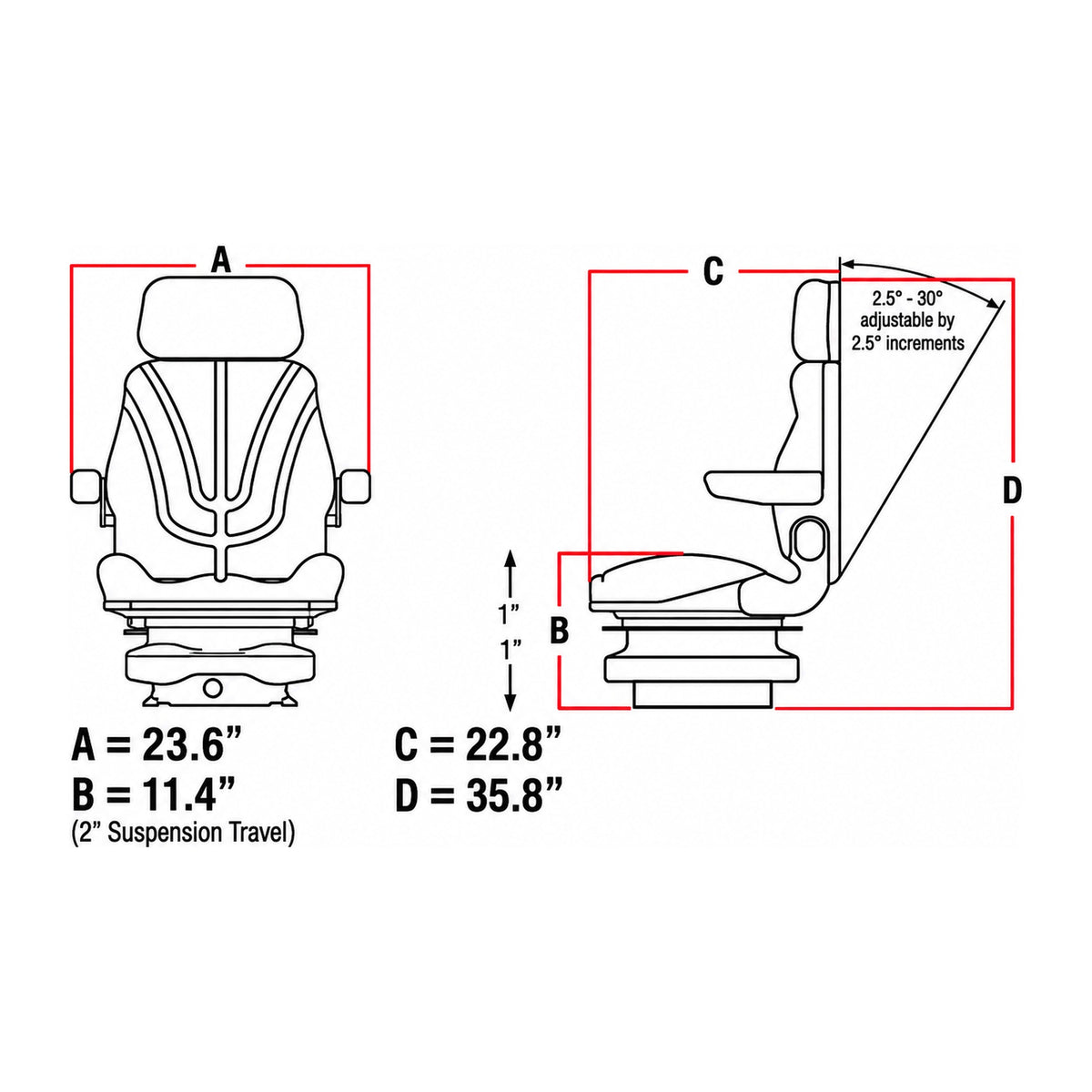 F10A4042 Brown Cloth Air Seat with Isolator Fits Walker MB MBS MC MD MT