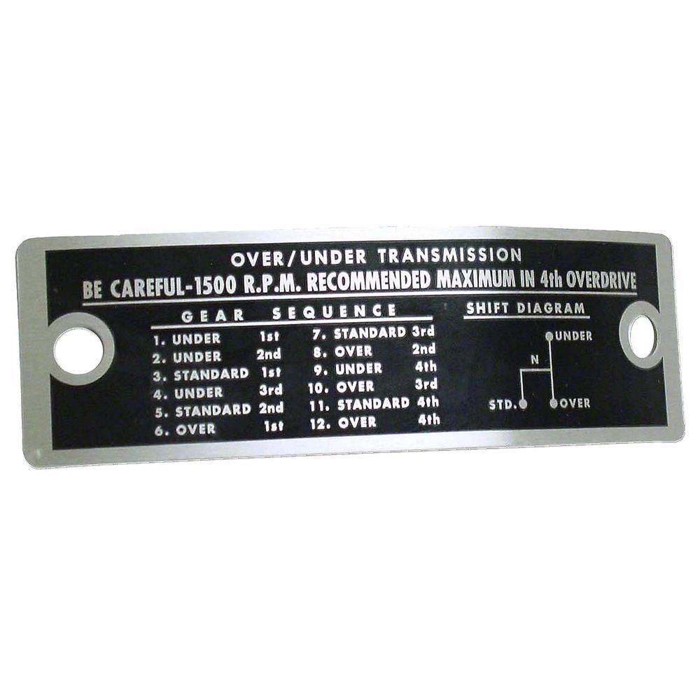 FDS395 Sherman Transmission Instruction Plate Fits Ford