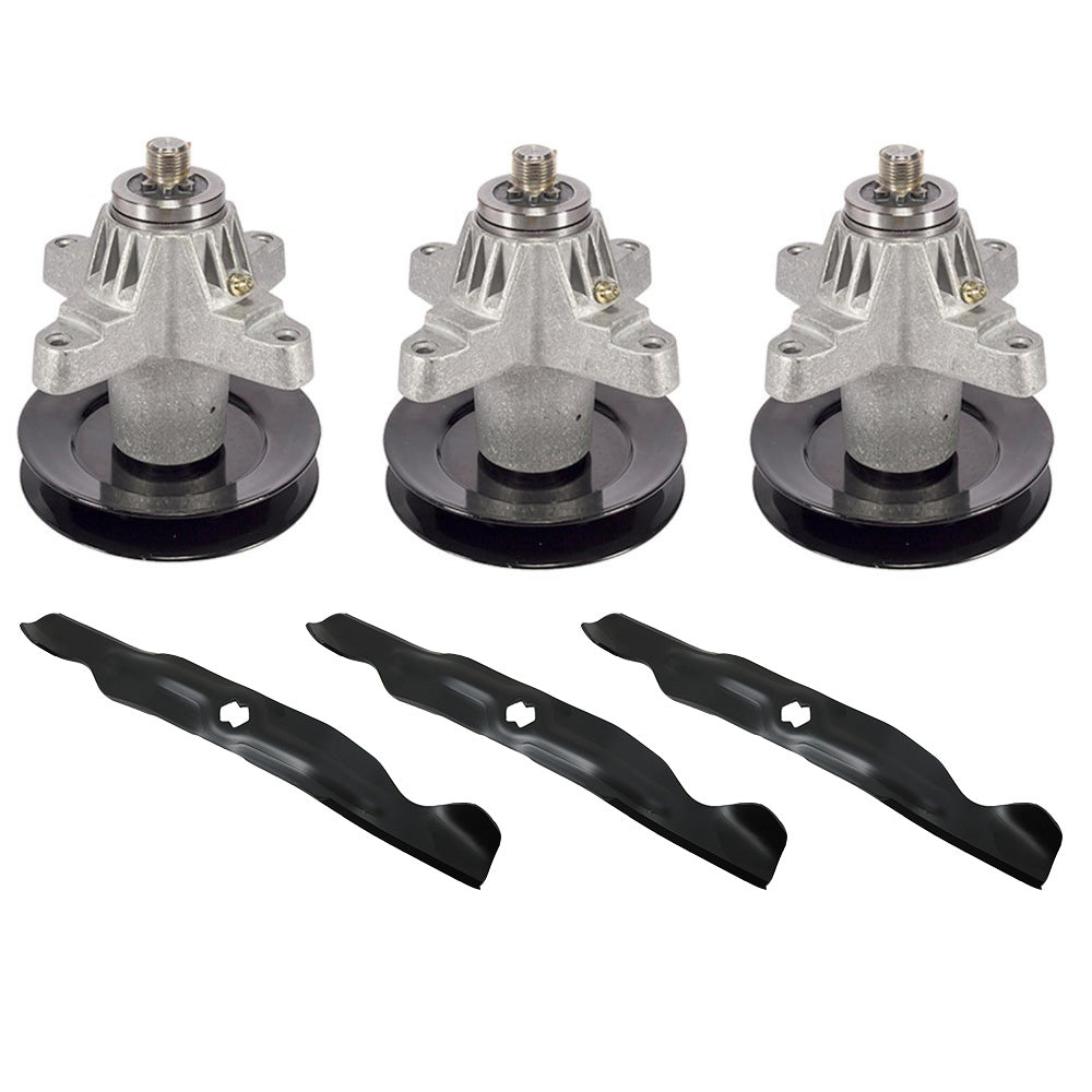 Lawn Mower Spindles Kit w/ 2-in-1 Blades Fits Cub Cadet RTZ50 RZT-L50 RZT-S50