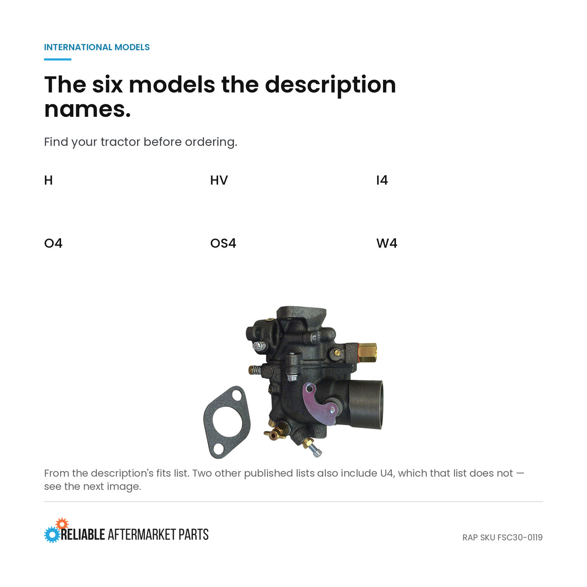 50981DA Carburetor Fits FARMALL Fits IH Tractors H HV I4 O4 U4 W4 OS4
