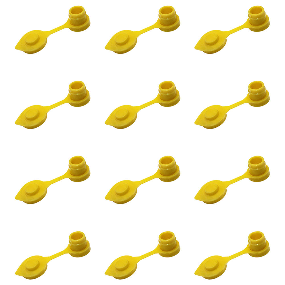 Set of Twelve (12) Yellow Vent Caps For Gas Diesel Fuel Kerosene Water Jugs Cans