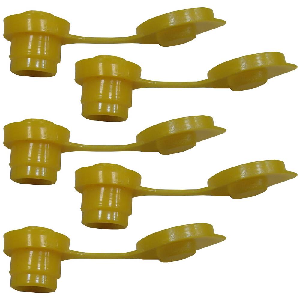 Set of Five (x5) Heavy Duty Fuel Can Vent Caps For All Plastic Fuel Cans Yellow