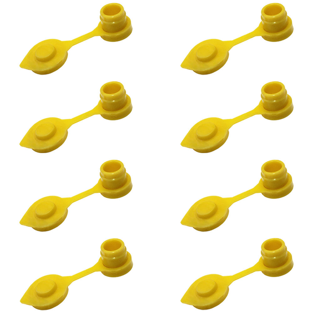 (8) Yellow Vent Gas Caps w/Retaining Lip Works with Plastic and Metal Containers