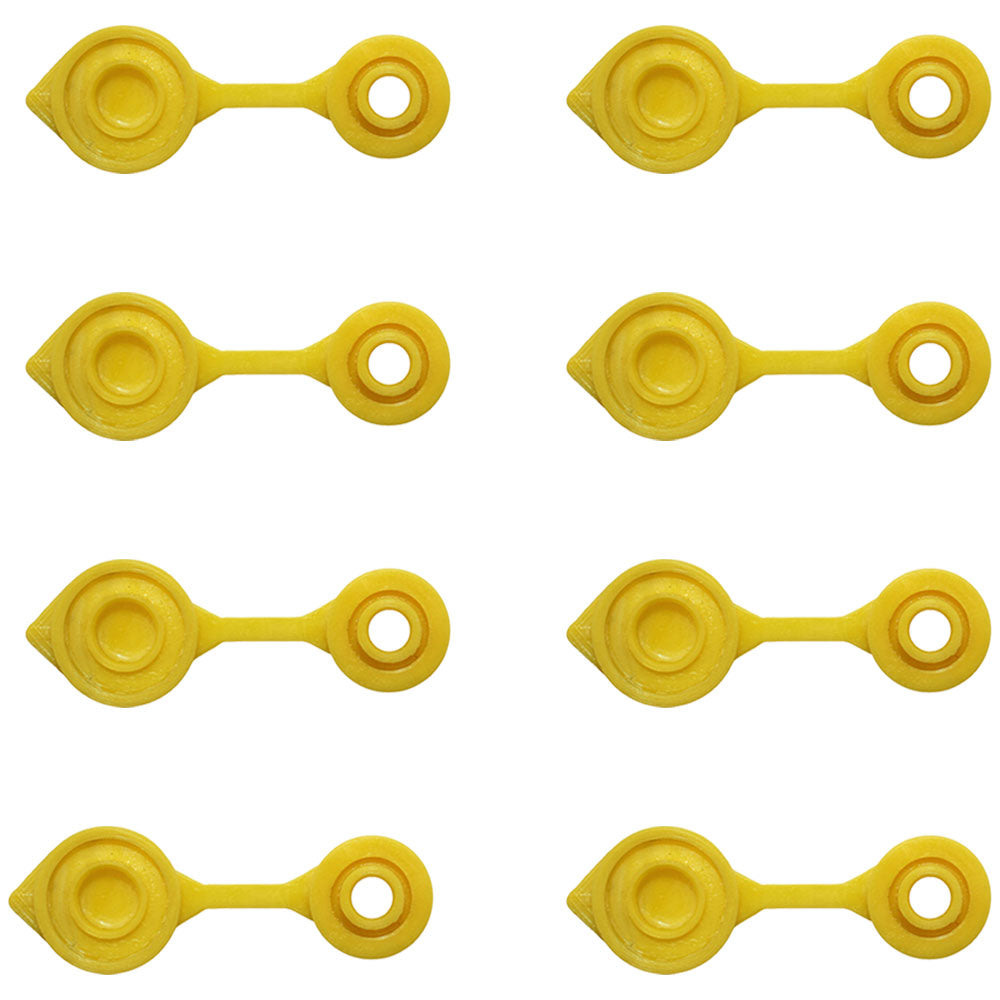 (8) Yellow Vent Gas Caps w/Retaining Lip Works with Plastic and Metal Containers