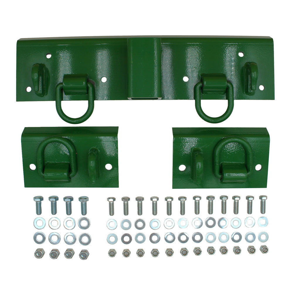 4 Grab Hooks 4 D-Rings and 2" Receiver Fits John Deere Bucket 1023E 1025R 1026R