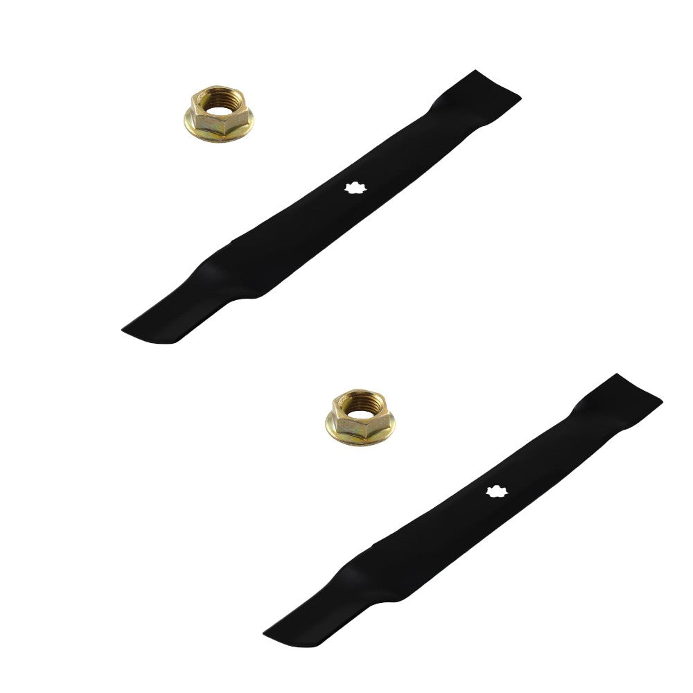 Qty 2: Lawn Mower Blades With Lock Nuts Fits John Deere Replaces AM137327