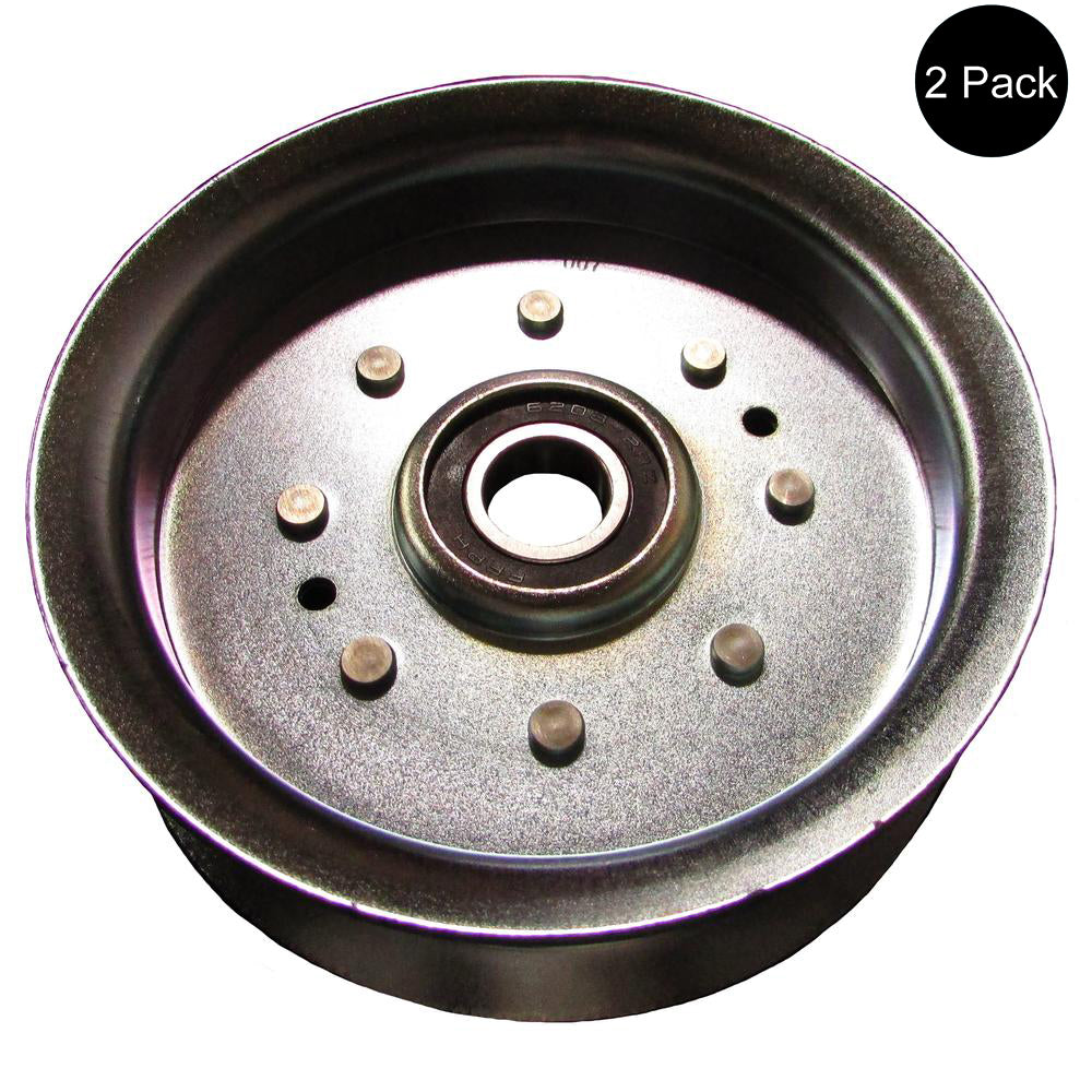 Qty 2: Steel Flat Idler Pulley with Flanges
 Fits Cub Cadet Replaces 756-05034