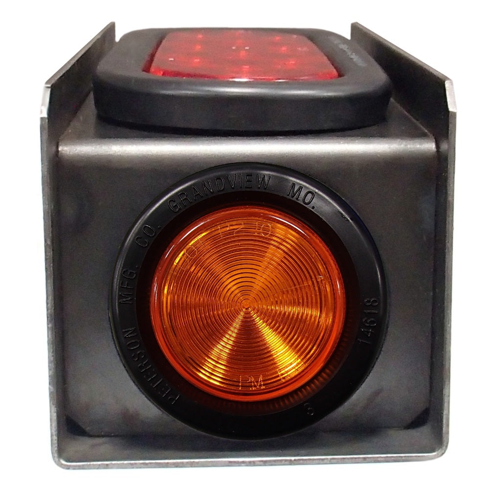 (1) 2" Amber Round & 6" Red Oval Tail Light Steel Box Set