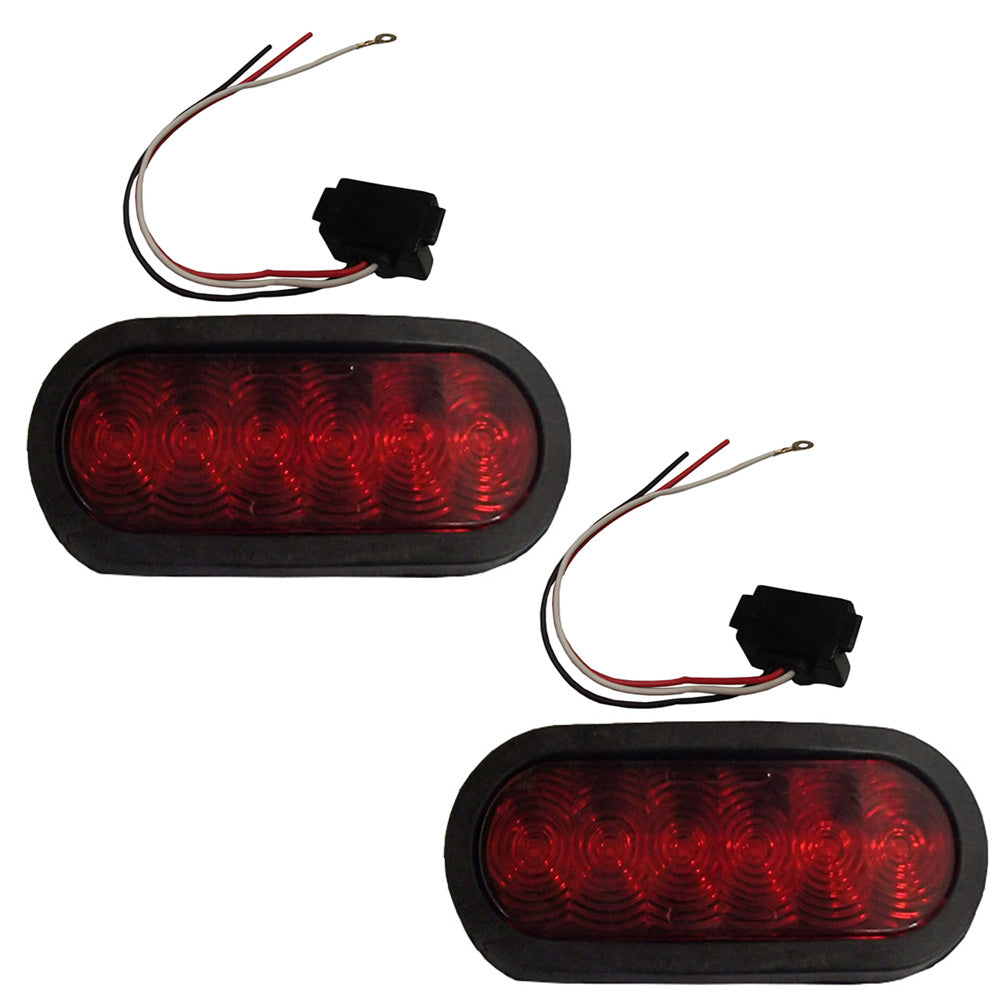 6" Oval Red LED Stop/Turn/Tail Light Kit Steel Light Box Trailer/Truck