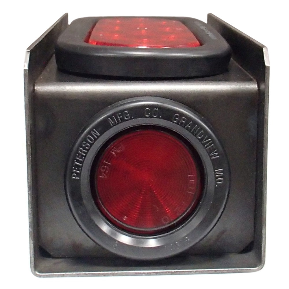 2" Red Round & 6" Red Oval Tail Light Steel Box Set