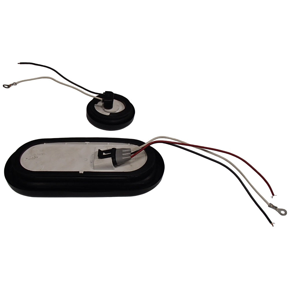 2" Red Round & 6" Red Oval Tail Light Steel Box Set