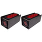 Two (2) 2" Red Round & 6" Red Oval Tail Light Steel Box Set