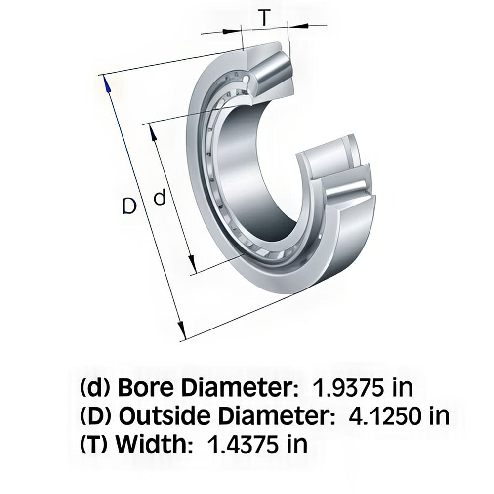 HM807044 Tractor Tapered Roller Bearing Cone 1.9375" Bore 4.125" OD