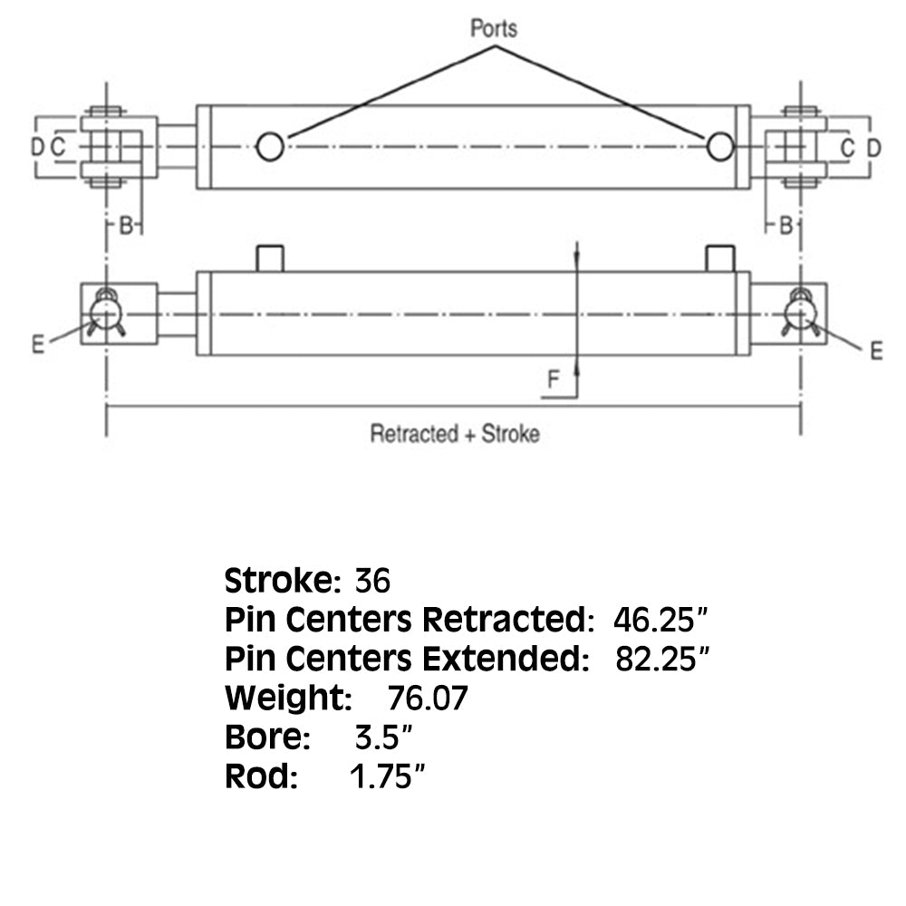 HCW-3536 2500 & 3000 PSI Double Acting Cylinder Fits Hercules Models