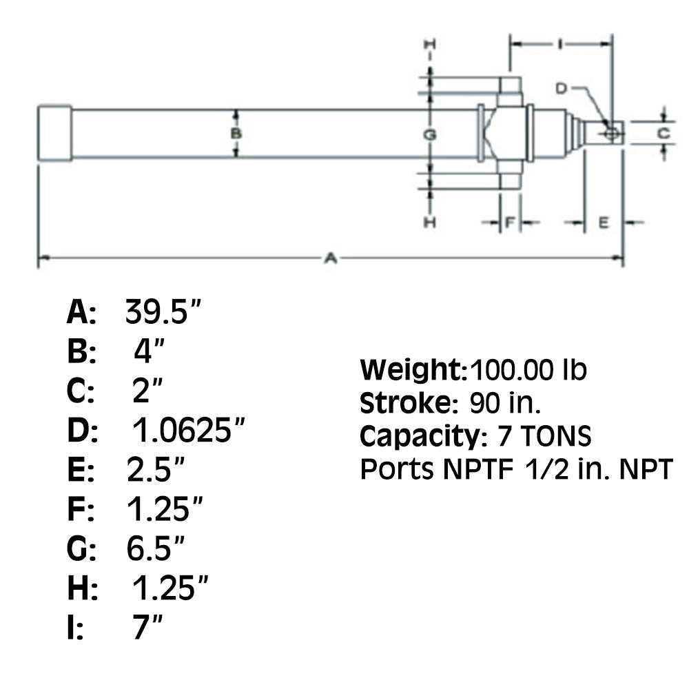 HTC-3390 3000 PSI Single Acting Cylinder For Various Hercules Models