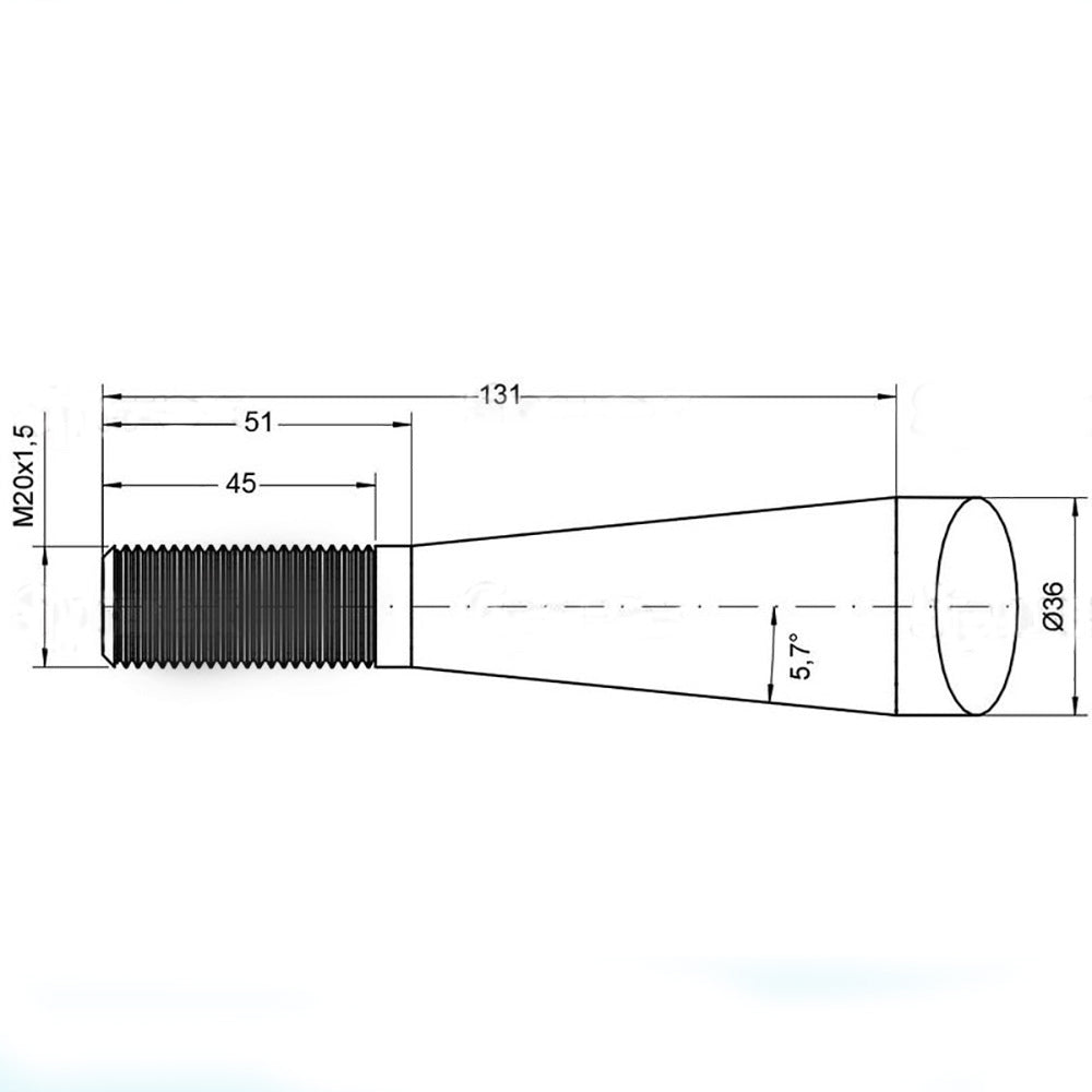 Straight 600mm SHW Hay Bale Spear M20 x 1.5" w/ Nut 1500 lb. Capacity