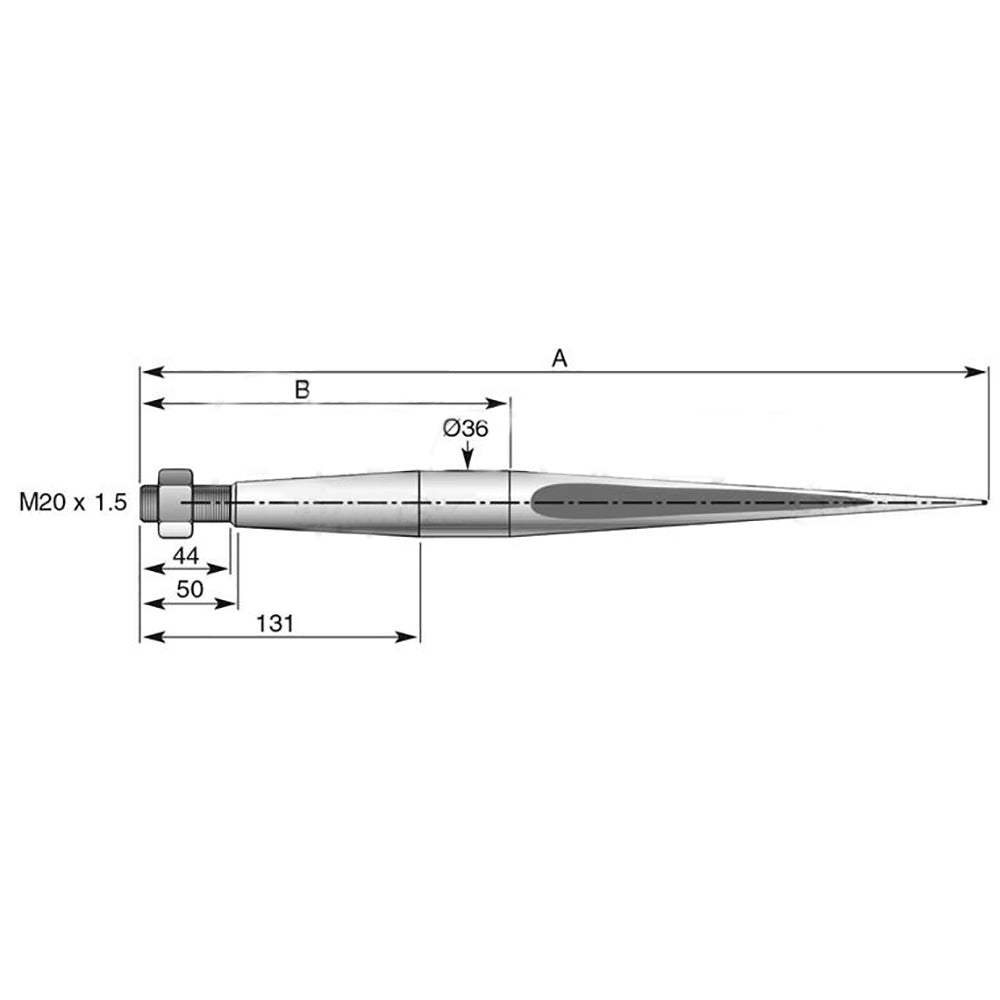 32" Square Hay Bale Spear 3000lbs Capacity 1 3/4" Wide w Nut Conus 1