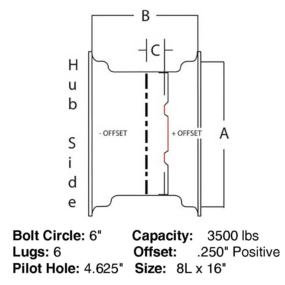 8" x 16" 6 Bolt Front Rim Fits John Deere 4230 4000 4040 4430 4320 2750 4020