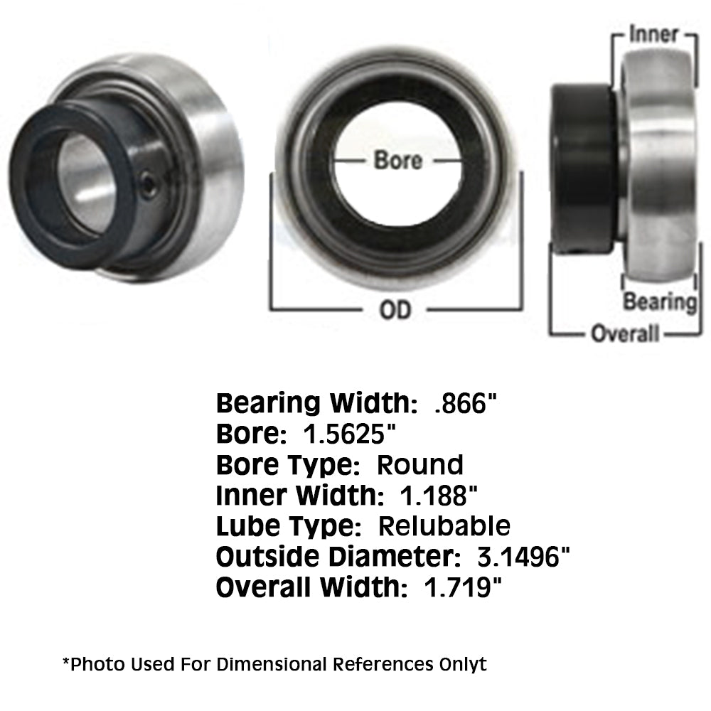 Fits JD8598 Tractor Re-Lubri Fits CATable Spherical Ball Bearing w/ Collar NPS10