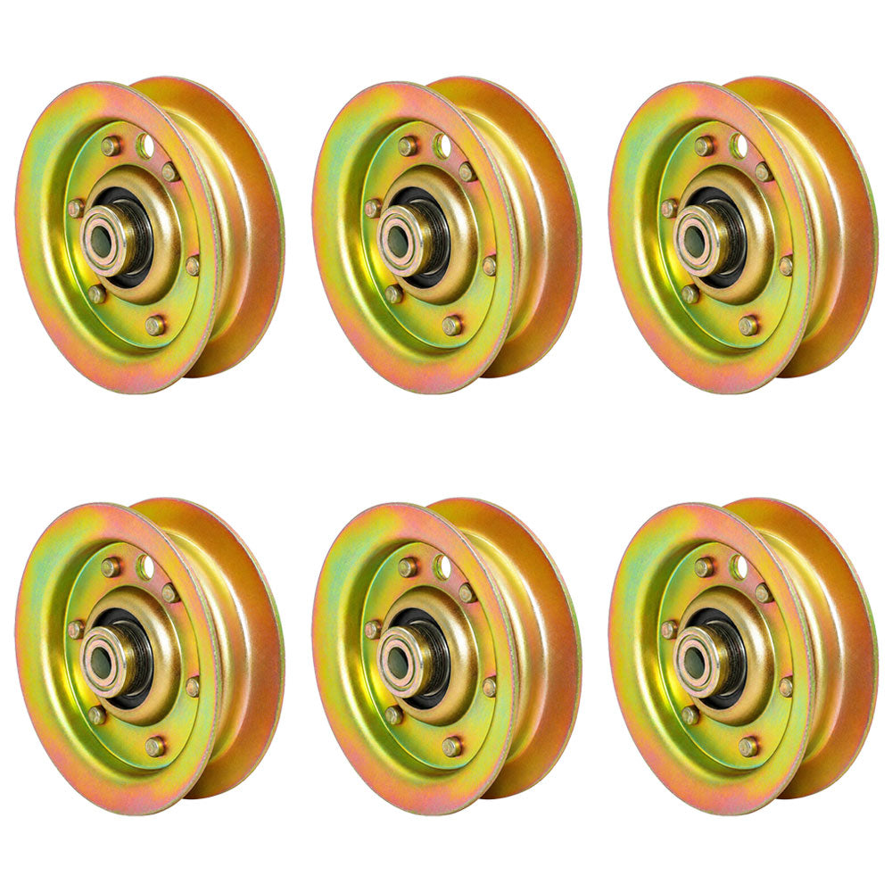 Qty 6: Flat Idler Pulleys  Fits John Deere Replaces AM103287