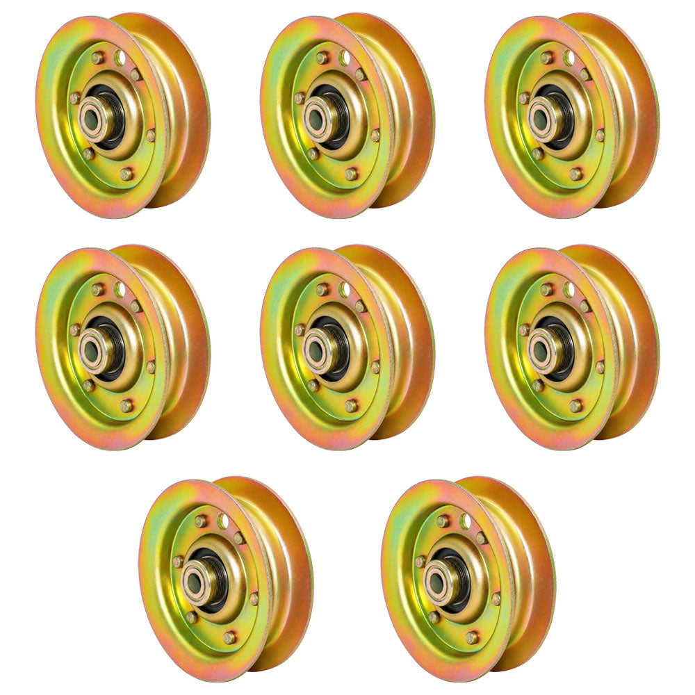 Qty 8: Flat Idler Pulleys  Fits John Deere Replaces AM103287