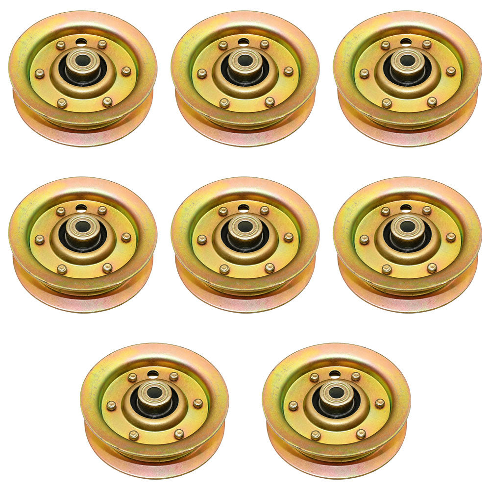 Qty 8: Flat Idler Pulleys  Fits John Deere Replaces AM103287