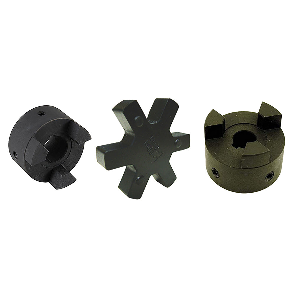 1" to 1-1/8" L095 Flexible 3-Piece L-Jaw Coupling Coupler Set with Rubber Spider