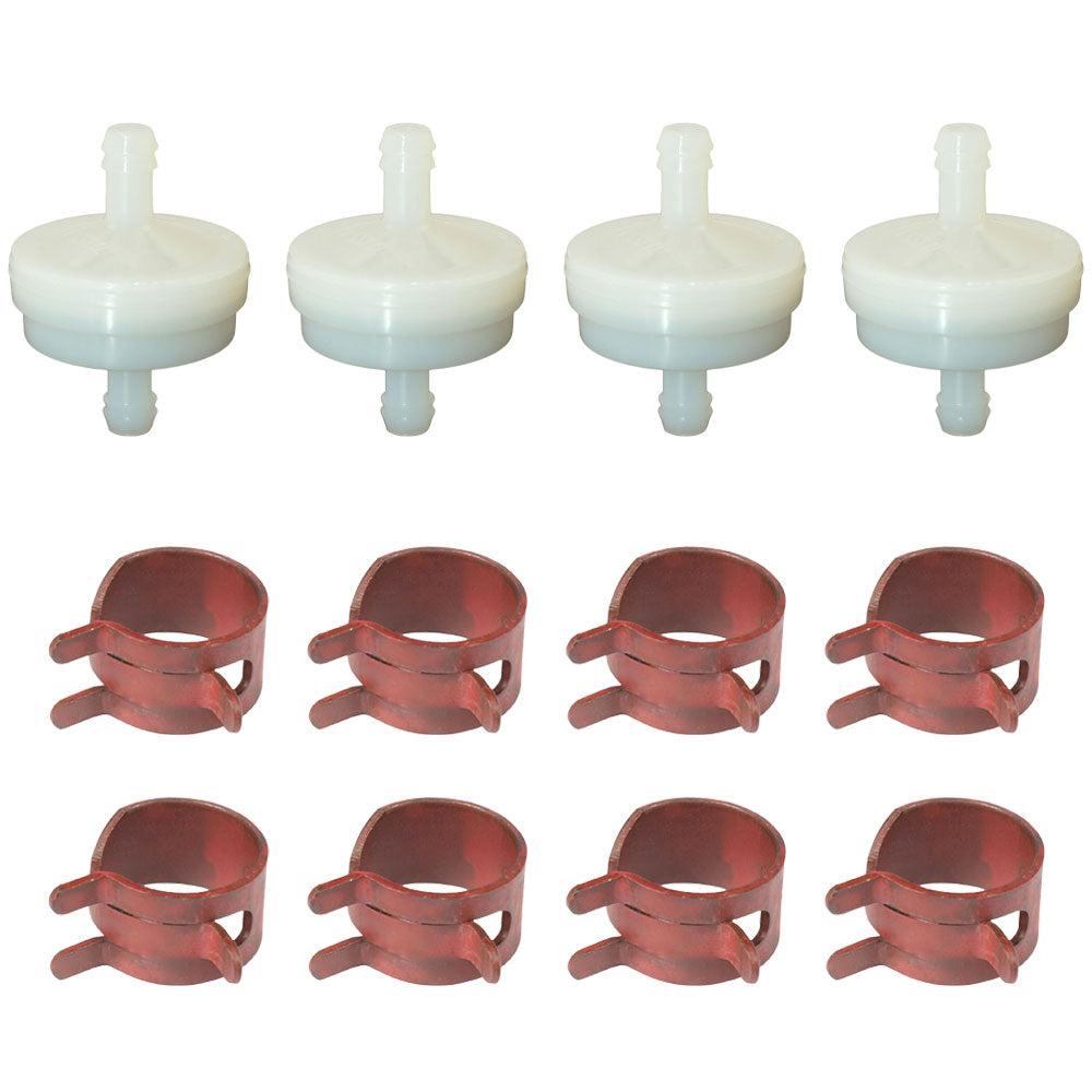 4 Fuel Filters and 8 Hose Clamps  Fits Universal Products Replaces 394358