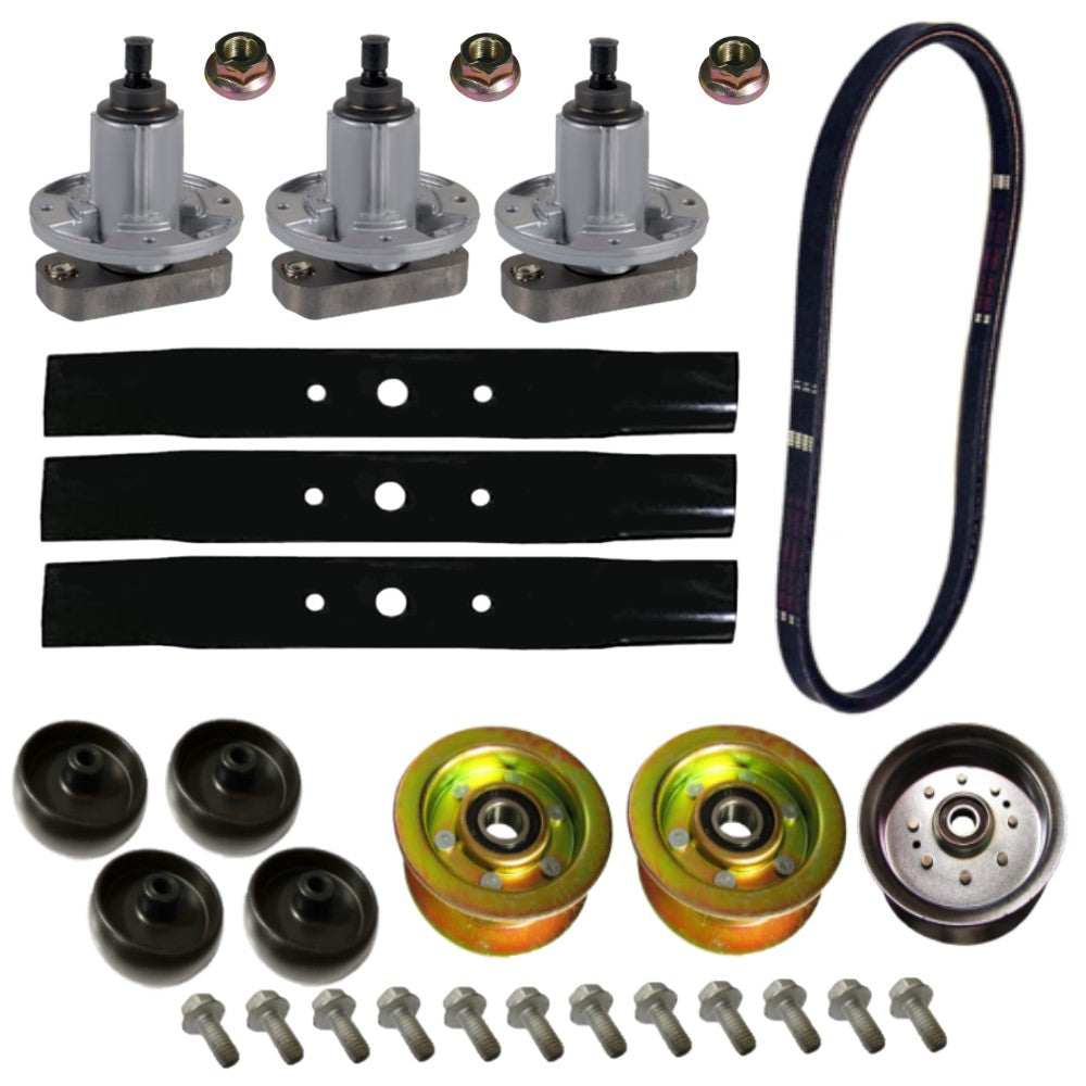 48" Deck Rebuild Kit Mulcher Blades w/ Wheels Fits John Deere Replaces 137266