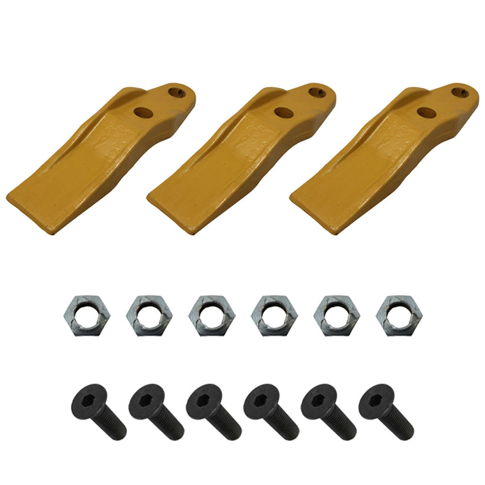 Qty 3: Skid Steer Unitooth	w/ Hardware
 Fits Caterpillar Replaces 132-4720