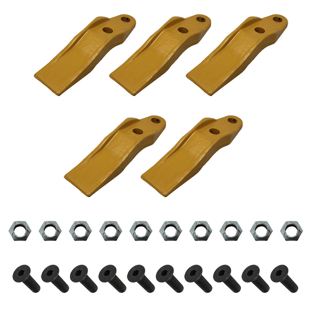 Qty 5: Skid Steer Unitooth	w/ Hardware
 Fits Caterpillar Replaces 132-4720